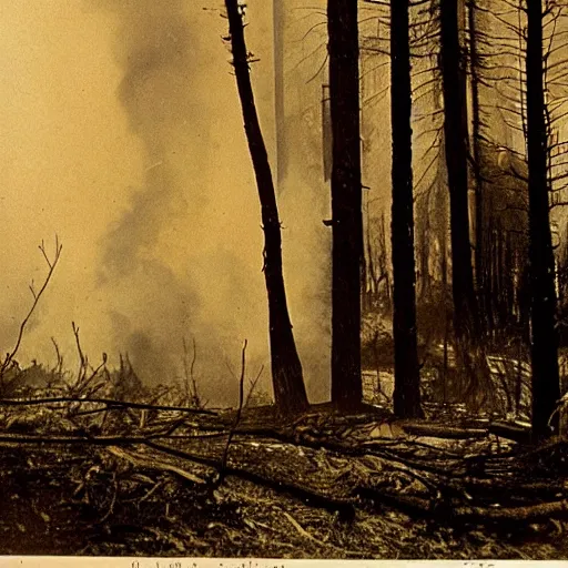Prompt: “forest fire, 1900’s photo”