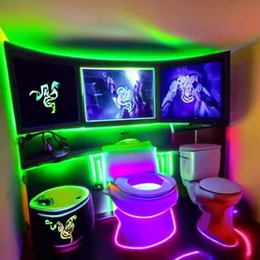 Image similar to Razer RGB gaming toilet