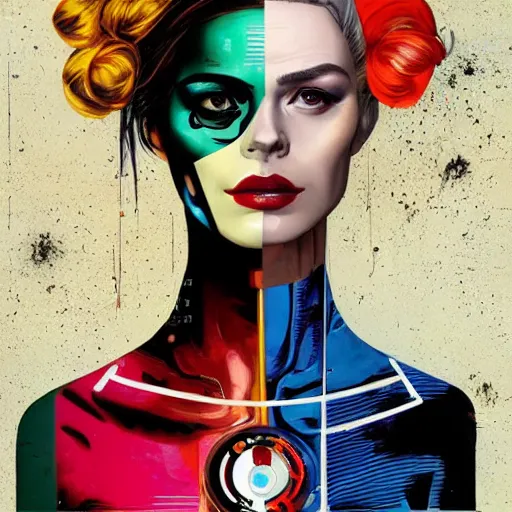 Prompt: portrait of a female android, by Sandra Chevrier and DC comics