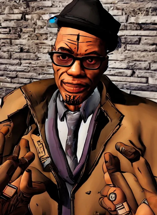 Image similar to malcolm x in the borderlands 3 style