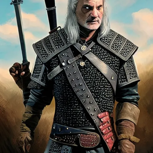 Image similar to bill murray as geralt of the witcher, promotional art