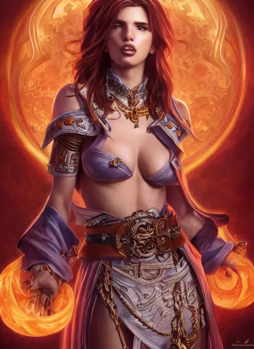 Image similar to ultra realistic illustration, bella thorne with adonis belt as diablo 3 monk anime, intricate, elegant, highly detailed, digital painting, artstation, concept art, smooth, sharp focus, illustration, art by artgerm and greg rutkowski and alphonse mucha and wlop