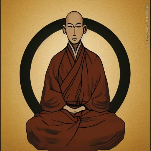 Image similar to symmetrical zen monk with steam from ears