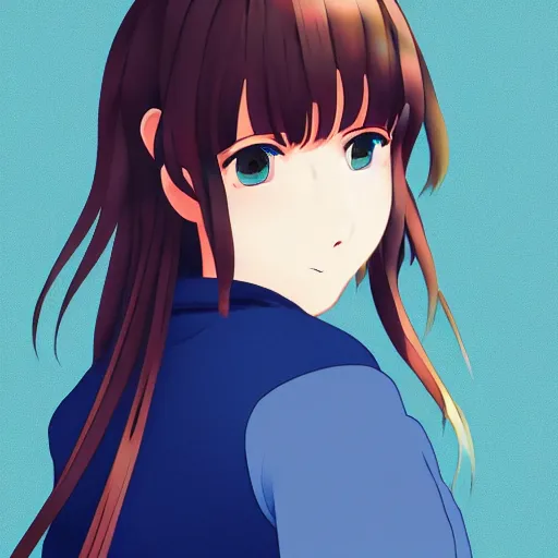 Image similar to a high detail portrait of high school girl in the style of kyoto animation, makoto sinkai, Illustrator, in simple background