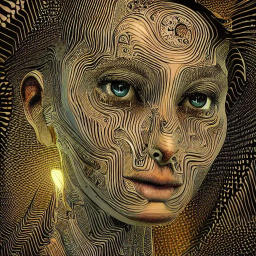 Prompt: introspective artificial intelligence, highly detailed, intricate, concept art, sharp focus, illustration, vector graphics, lifelike, detailed lighting, detailed shadows, sharp, creepy