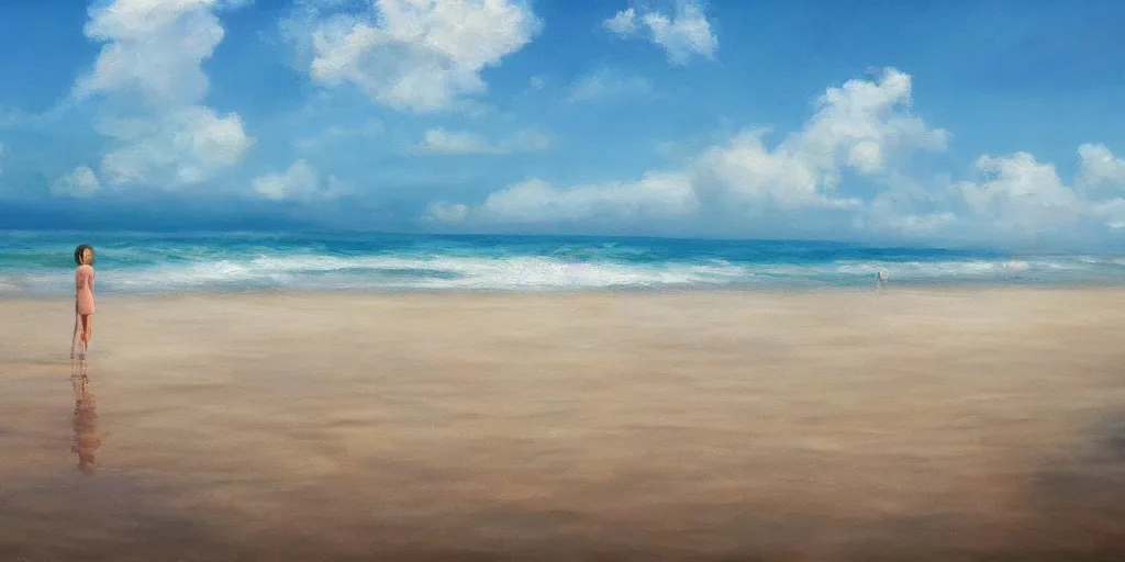 Prompt: a beach, cinematic angle, studio Ghibli, cinematic lighting, detailed oil painting, hyperrealistic, 8k