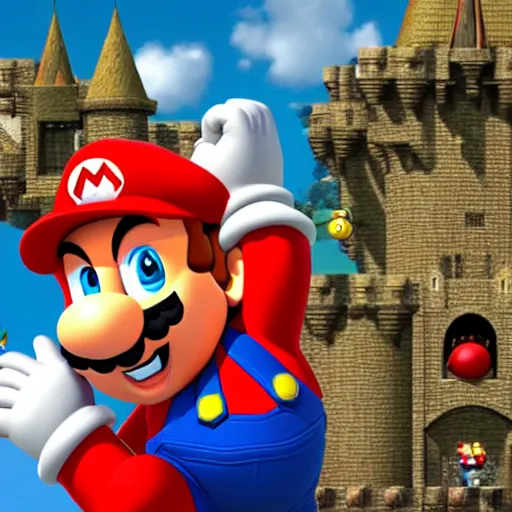Prompt: Mario taking over Bowsers castle