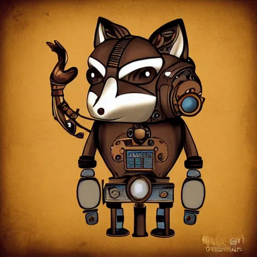 Image similar to robot fox, steampunk style, digital art