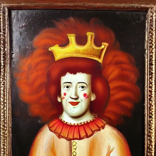 Prompt: 9 th century oil painting of king ronald mcdonald