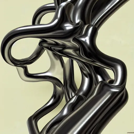 Image similar to liquid forms in metal abstract sculpture cyberpunk 3 d rendered