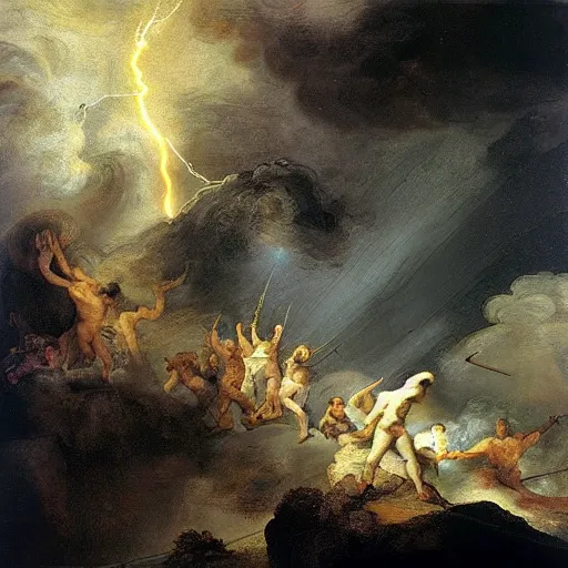 Zeus With Lightning Bolt Painting