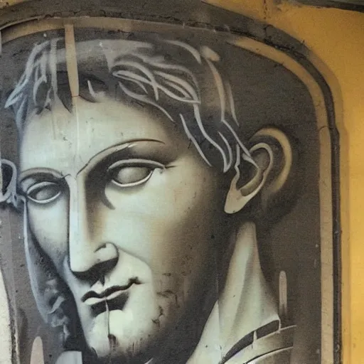 Prompt: graffiti of michelangelo's david, stencil