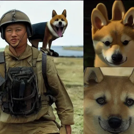 Image similar to shiba inu in saving private ryan