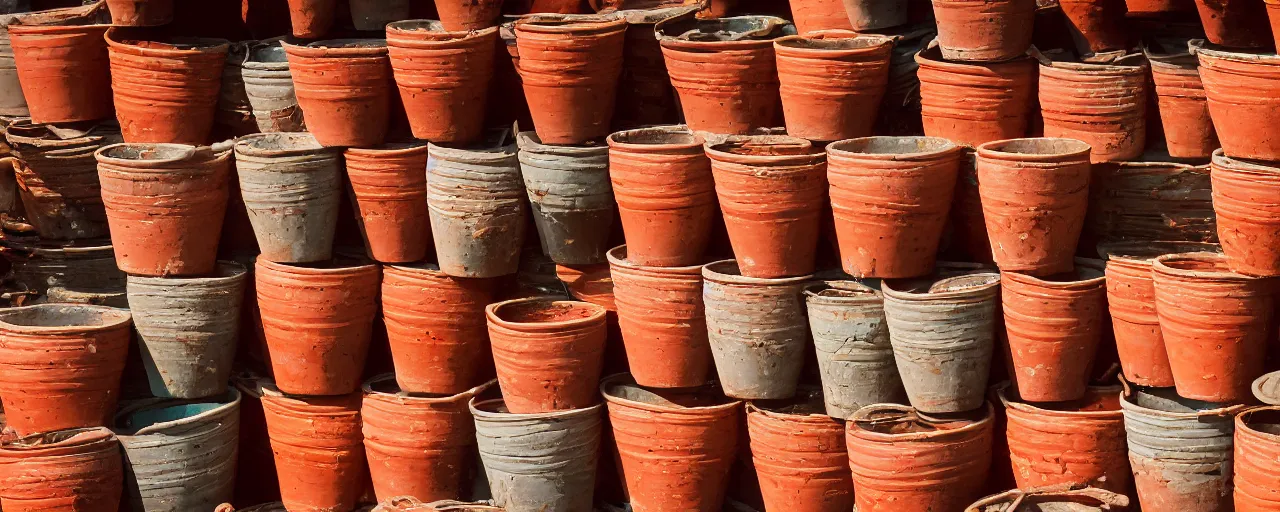 Image similar to spaghetti being stored in ancient terra cotta pots, middle east, fine detail, canon 5 0 mm, in the style wes anderson, kodachrome, retro