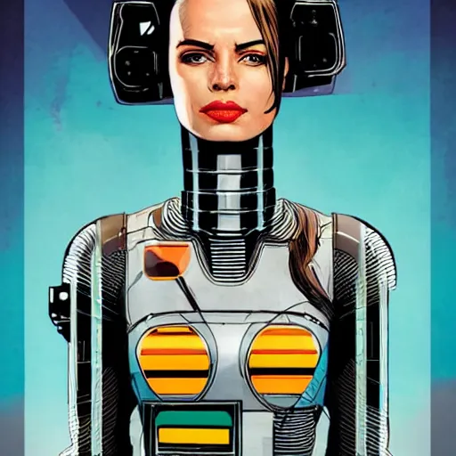 Image similar to portrait of a female android, by DC comics and Sandra Chevrier