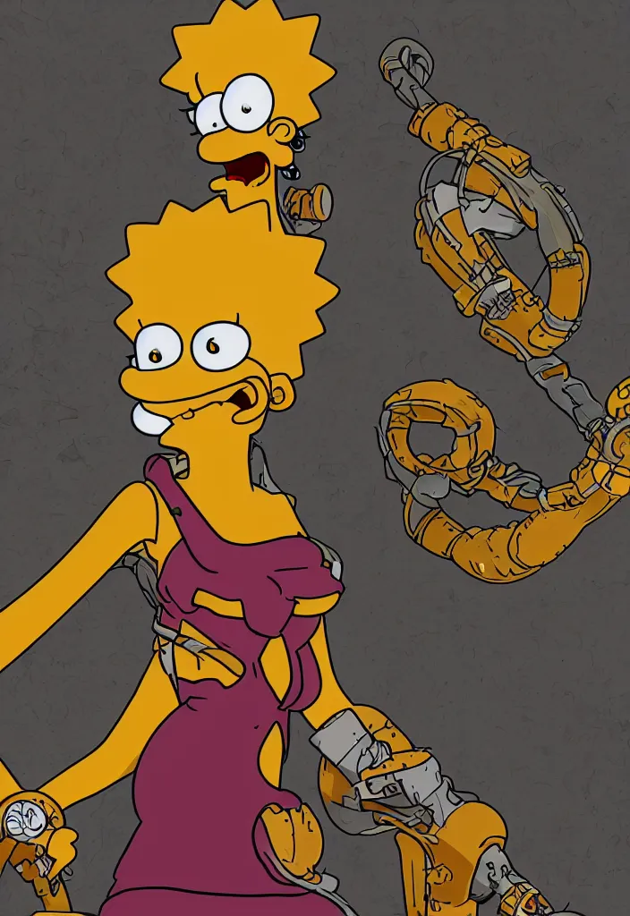 Image similar to Lisa Simpson portrait in Fury Road, borderlands 4k render