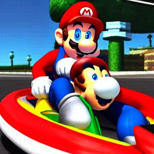 Prompt: tim allen in a mario kart