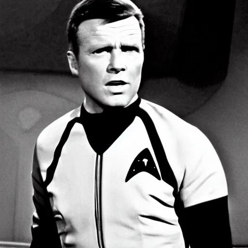 Image similar to black and white photo ofEddie Murphy in Star Trek 1966.