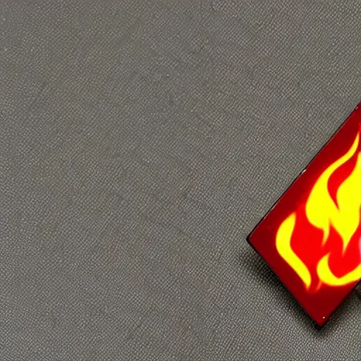 Prompt: an award - winning photo of a retro minimalistic clean fire warning enamel pin