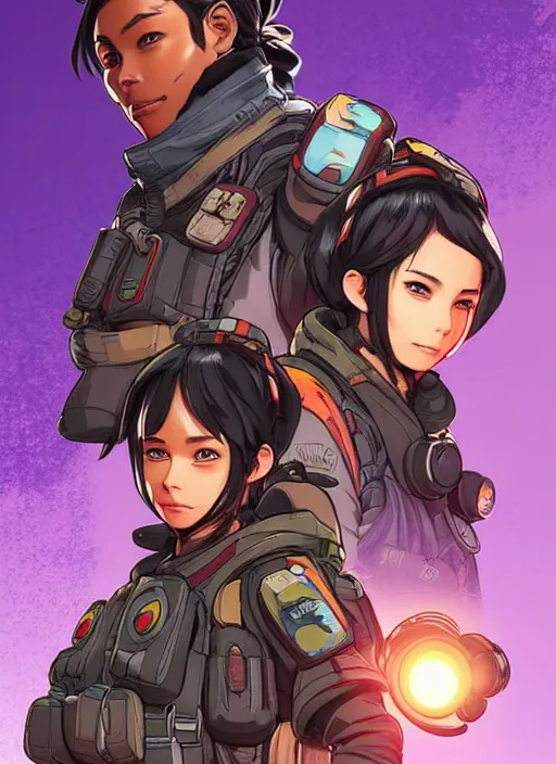 Image similar to New Apex Legends anime characters digital illustration portrait design by Ross Tran, artgerm detailed, soft lighting