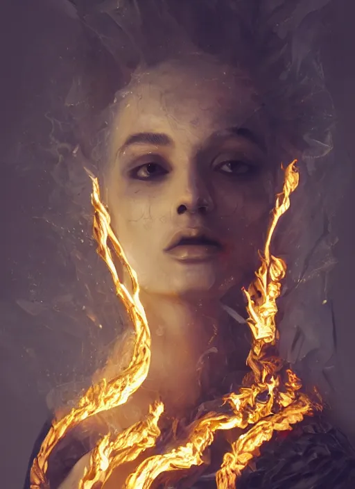 Image similar to sculpture made of flame, portrait, female, future, torch, fire, harper's bazaar, vogue, fashion magazine, intricate, concept art, close up, ornate, luxury, elite, elegant, trending on artstation, by ruan jia, by Kenneth Willardt, by ross tran, by WLOP, by Andrei Riabovitchev,