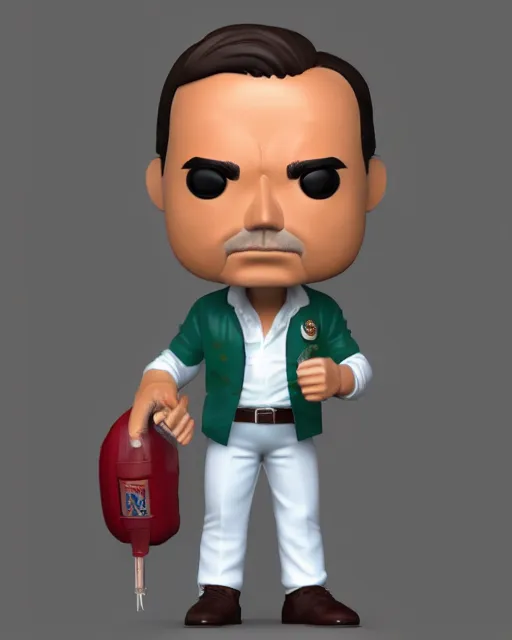 Prompt: full body 3d render of Jair Messias Bolsonaro as a funko pop, studio lighting, white background, blender, trending on artstation, 8k, highly detailed