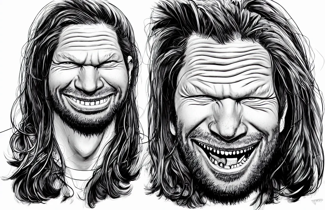 Prompt: aphex twin portrait, in the style of kim jung gi