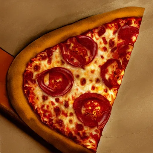 Image similar to new york style pizza slice dripping with oil, 8k, high resolution, photorealistic, photograph,