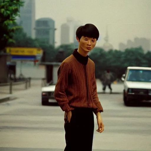 Prompt: photograph of 1 9 8 0 s cool chinese young man in shanghai