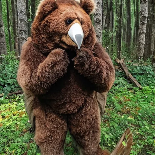 Prompt: Bird Bear Druid of the forest