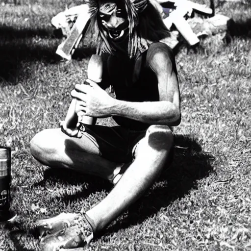 Image similar to photograph of crash bandicoot from the video game crash bandicoot smoking bongs and selling acid at powder ridge rock festival, 1 9 7 0