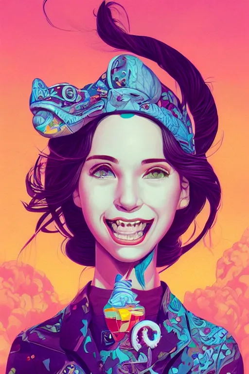 Prompt: a cutegirlsmiling, Tristan Eaton, victo ngai, artgerm, RHADS, ross draws