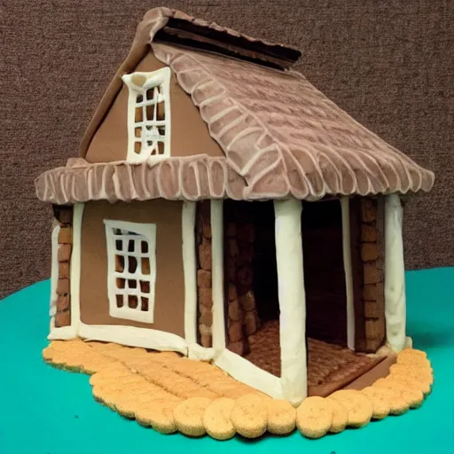 Prompt: house made from biscuits