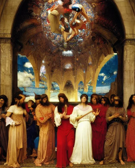 Image similar to the nine spheres of heaven from dante's divine comedy, painting by john william waterhouse and edwin longsden long and theodore ralli and nasreddine dinet, oil on canvas. cinematic, hyper realism, dramatic lighting, high detail 8 k