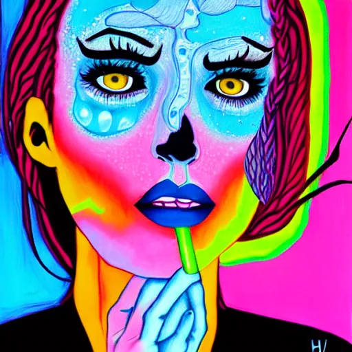 Image similar to eating your mind by Harumi Hironaka, bright tones