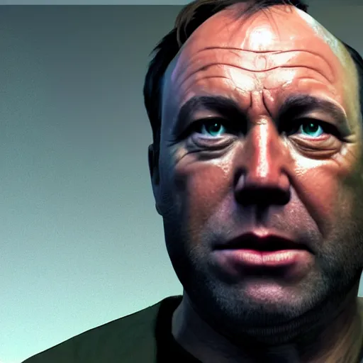 Image similar to hyperrealistic mixed media image of info wars alex jones as trevor in gta v, stunning 3 d render inspired art by xiang duan and thomas eakes and greg rutkowski, perfect facial symmetry, hyper realistic texture, realistic, highly detailed attributes and atmosphere, dim volumetric cinematic lighting, 8 k octane detailed render, post - processing, masterpiece,