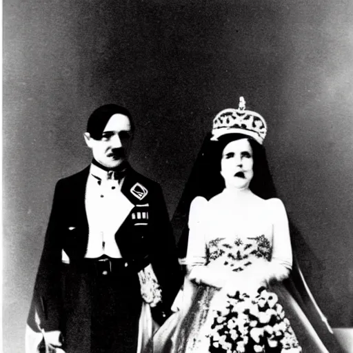 Prompt: adolf hitler dressed for marrying