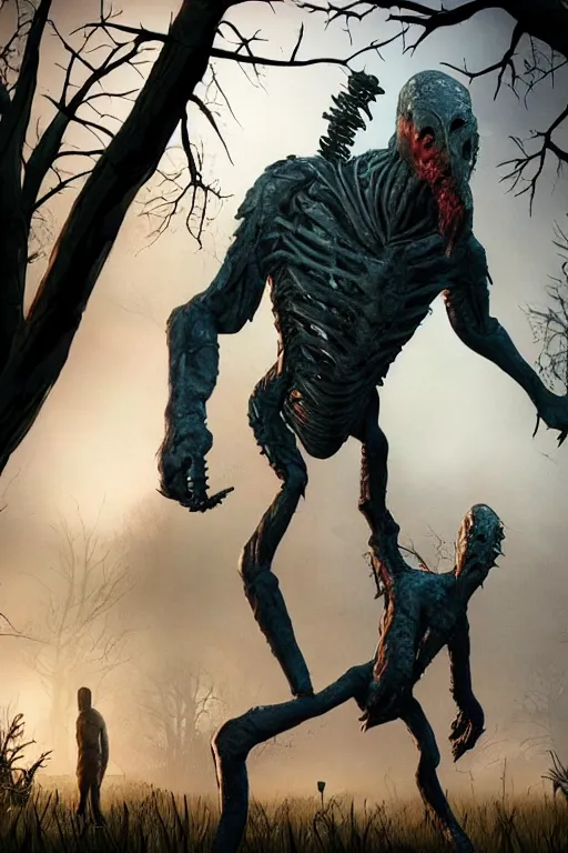 Image similar to the shapeless creature from the movie thing is the killer in the game dead by daylight