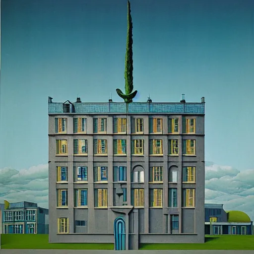 Image similar to synchronicity architecture illustration detailed surrealism rene magritte