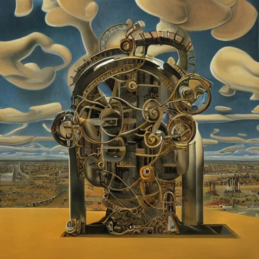 Prompt: the symbiosis of man and machine, surrealism