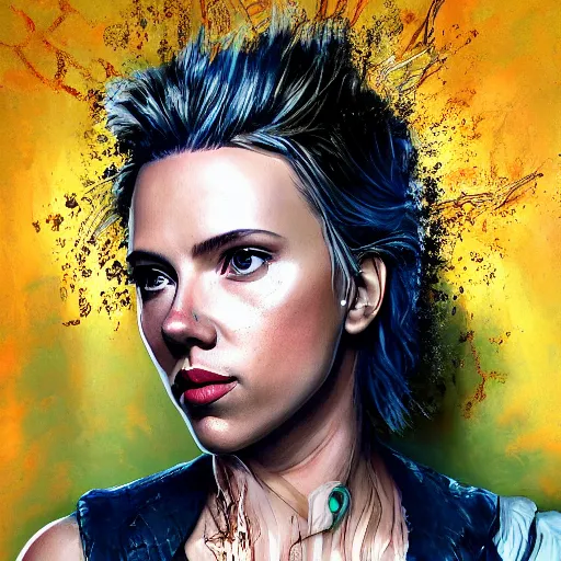 Prompt: Biopunk portrait of Scarlett Johansson