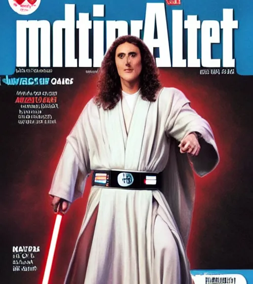 Image similar to weird al as a jedi, entertainment weekly cover, star wars