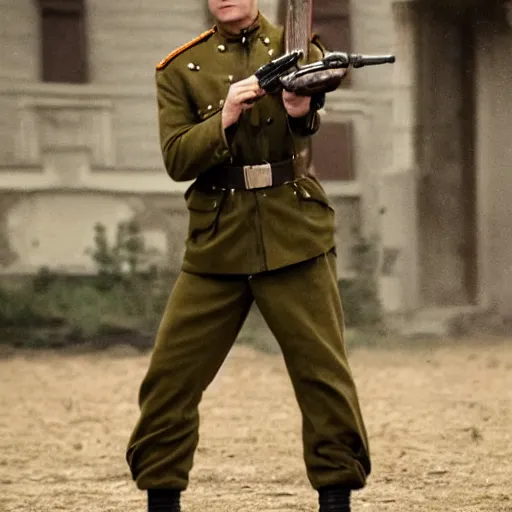 Image similar to movie scene kier starmer in russian soldiers uniform, photorealistic, highly detailed 8 k