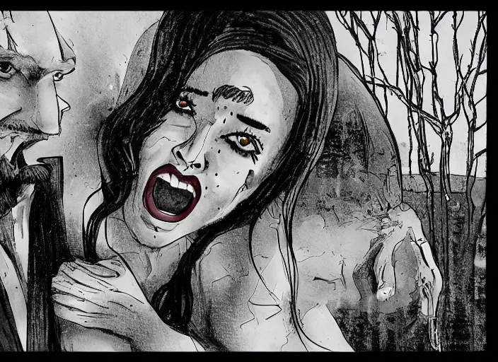 Image similar to still from animated horror movie, animated movie shot, love in denial