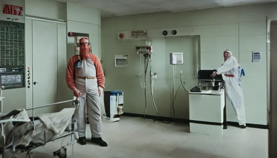 Image similar to 7 0 s movie still of a man made of worm the hospital, cinestill 8 0 0 t 3 5 mm eastmancolor, heavy grain, high quality, high detail