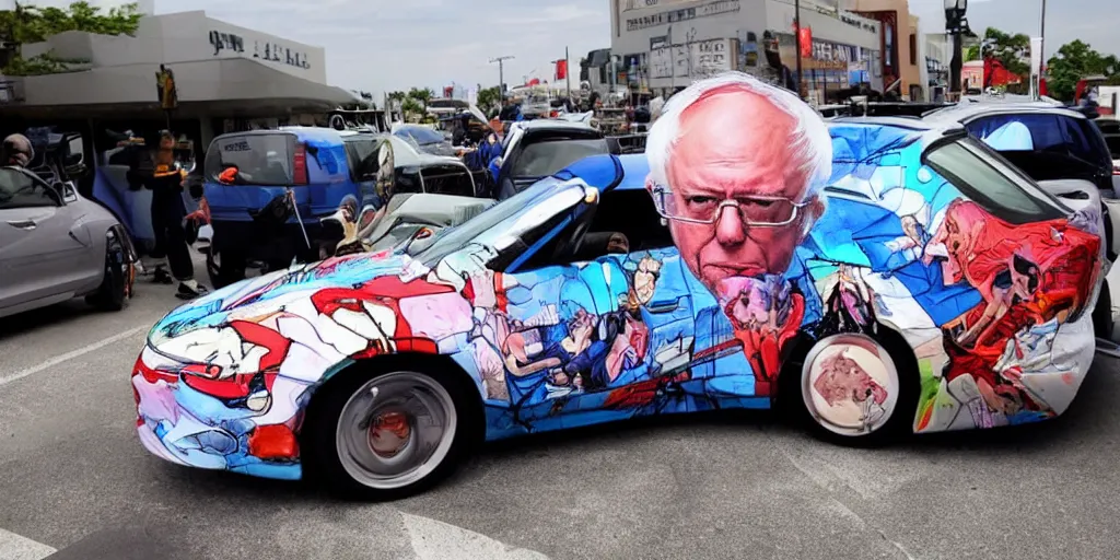 Image similar to bernie sanders, anime car wrap