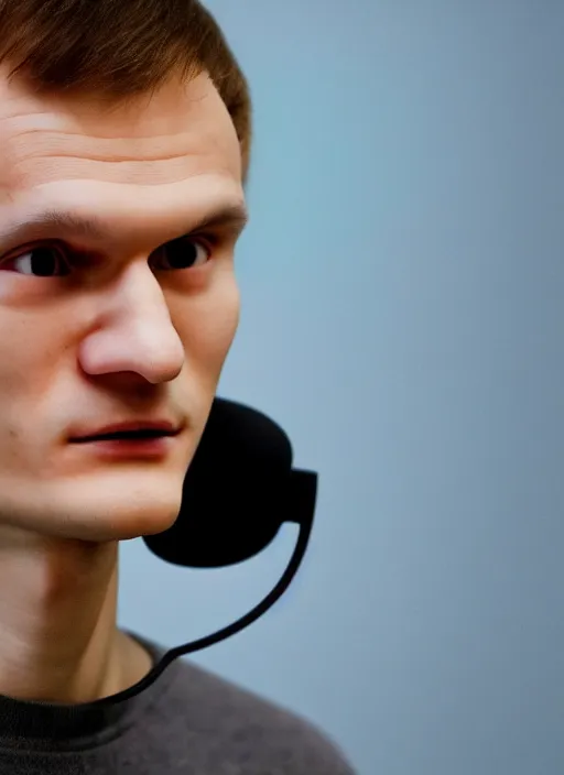 Prompt: perfect symmetric face, coherent eyes. vitalik buterin in headphones. vitalik buterin, close up, high detail, very sharp, 4 k, hayao miyazaki