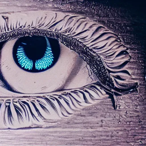 Image similar to photo of a detailed intricate floating eye hologram