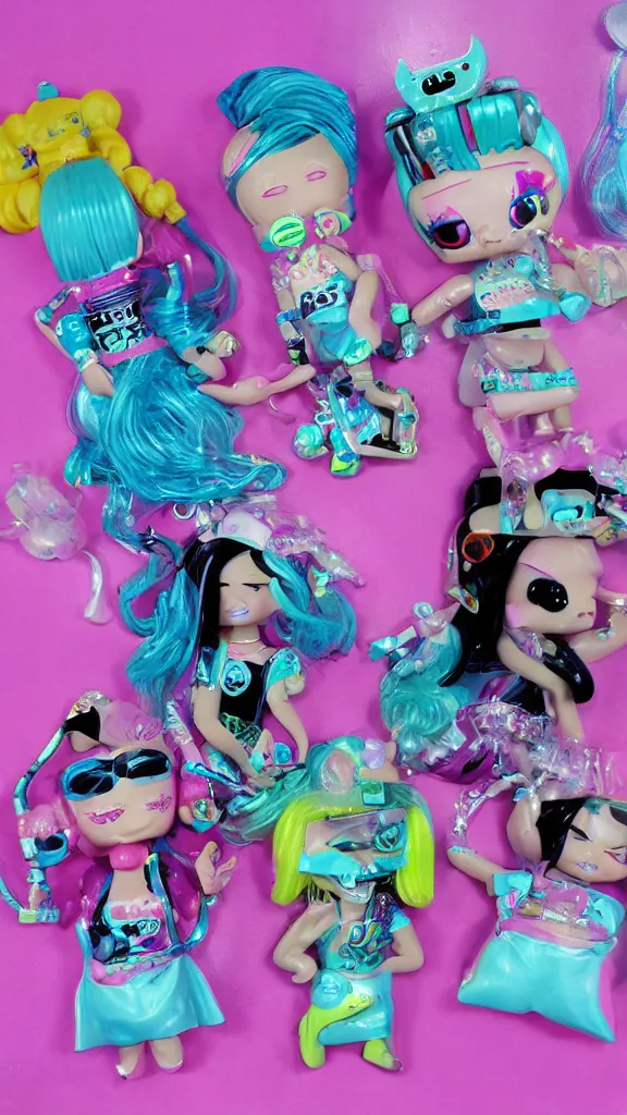 Prompt: y 2 k vinyl toys, sparkles, seapunk