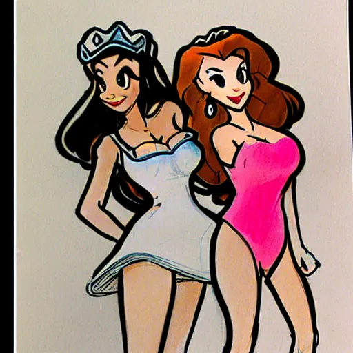 Image similar to milt kahl sketch of victoria justice with kim kardashian body as princess daisy from super mario bros